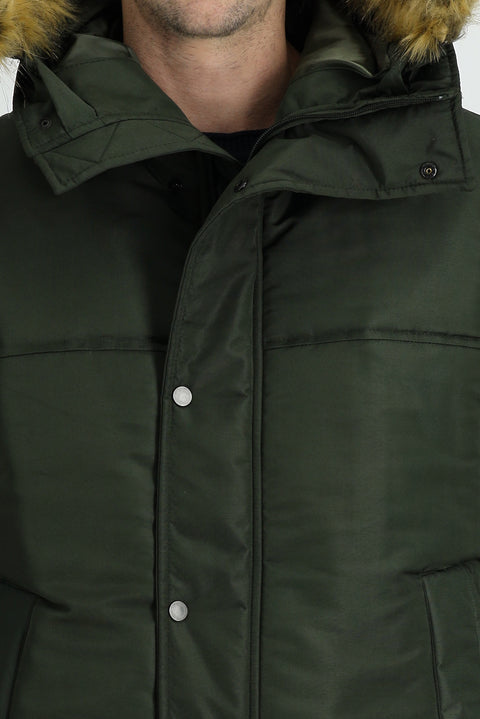 Orta Haki Kapüşonlu Spor Kaban