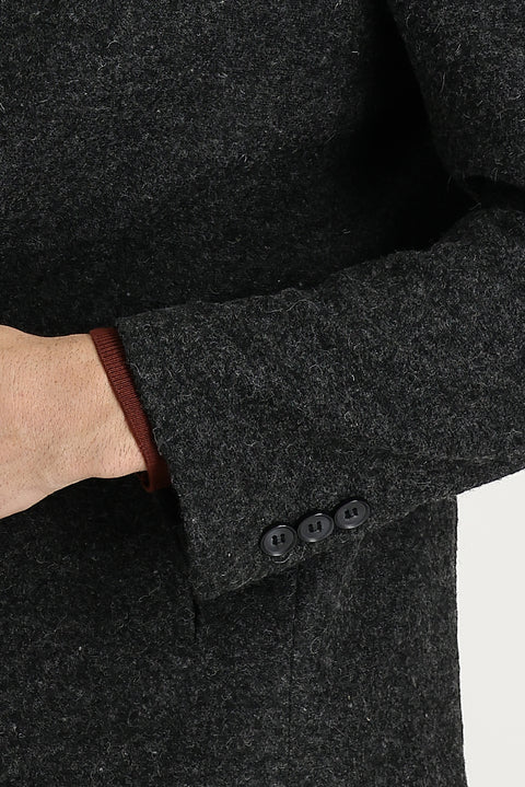 Koyu Antrasit Yünlü Kaban