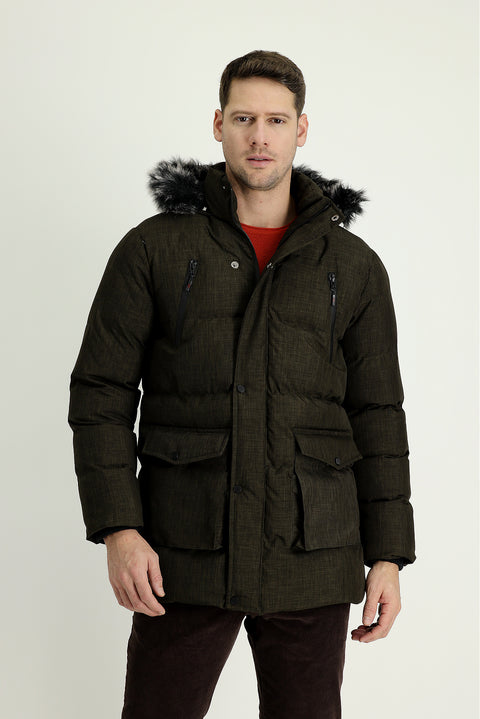 Orta Haki Kapüşonlu Spor Şişme Kaban