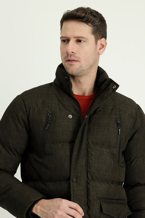 Orta Haki Kapüşonlu Spor Şişme Kaban