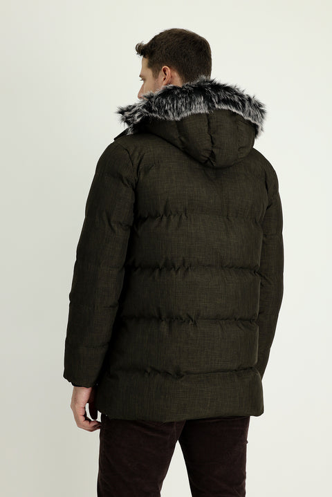 Orta Haki Kapüşonlu Spor Şişme Kaban