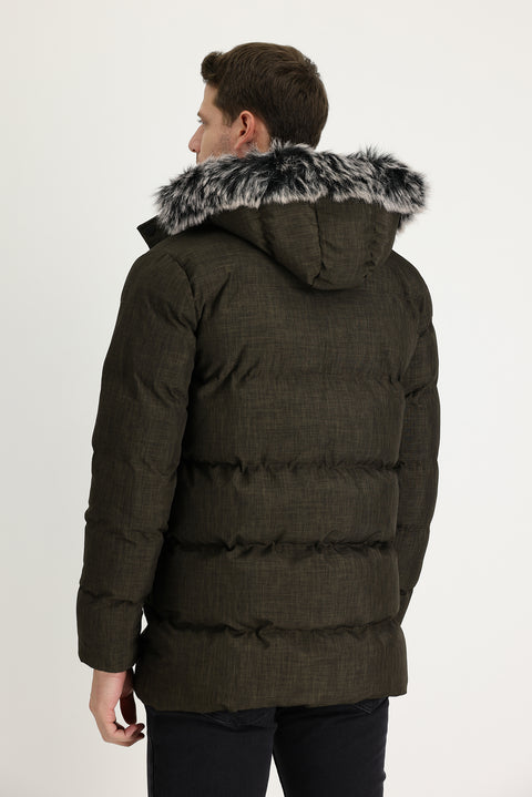 Orta Haki Kapüşonlu Spor Şişme Kaban