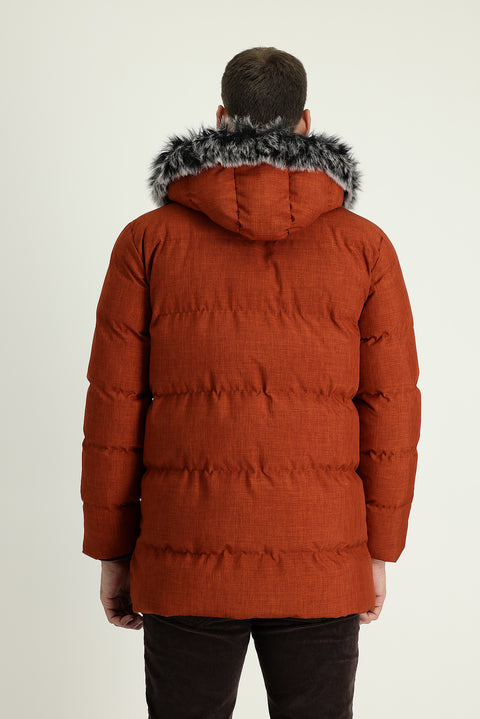 Kiremit Kapüşonlu Spor Şişme Kaban