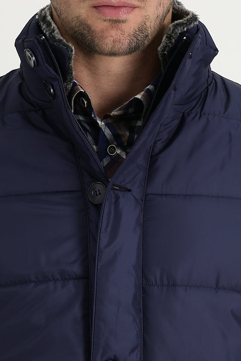 Orta Lacivert Kürk Yaka Spor Şişme Kaban