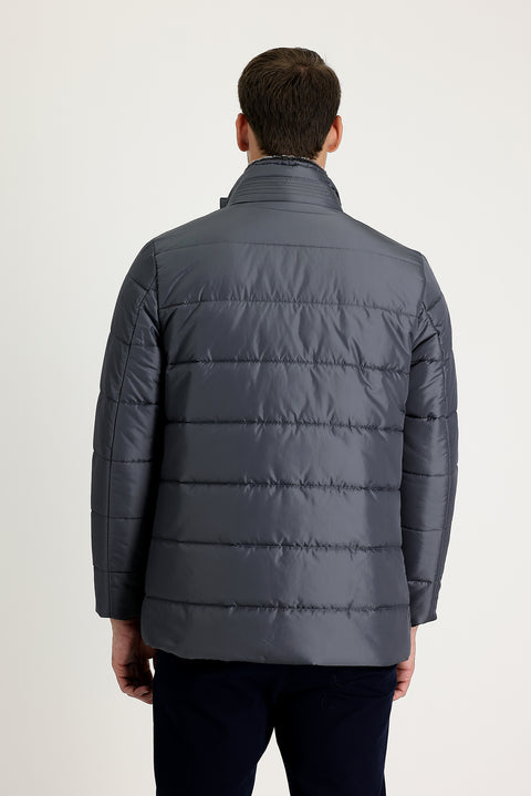 Orta Antrasit Kürk Yaka Spor Şişme Kaban