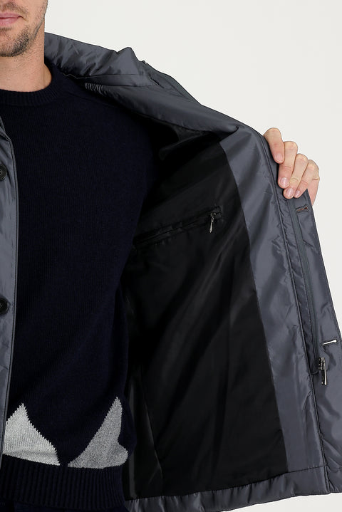 Orta Antrasit Kürk Yaka Spor Şişme Kaban