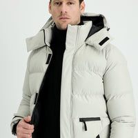 Orta Bej Kapüşonlu Spor Şişme Kaban