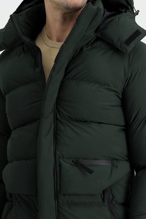 Orta Haki Kapüşonlu Spor Şişme Kaban