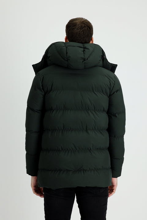 Orta Haki Kapüşonlu Spor Şişme Kaban