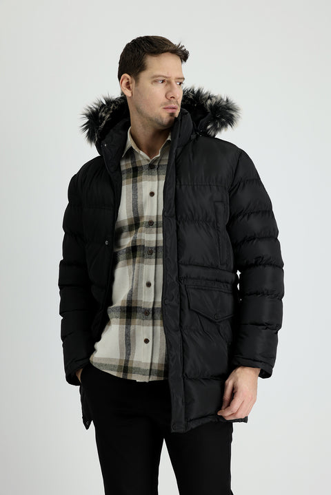 Siyah Kapüşonlu Spor Şişme Kaban