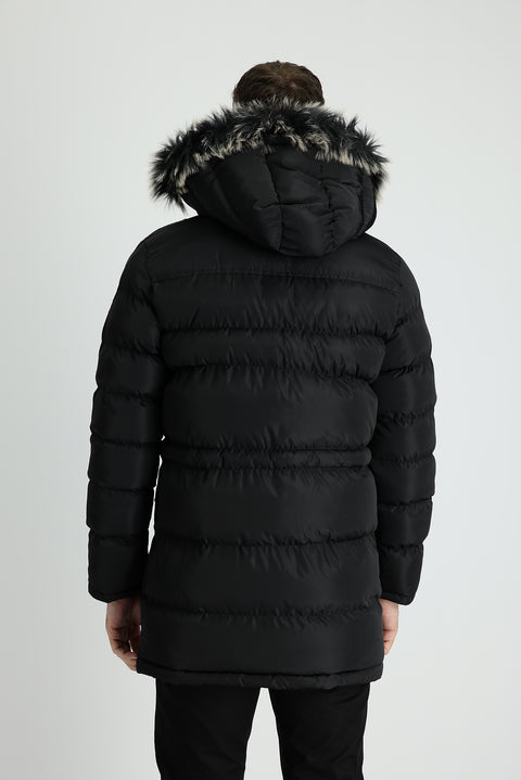 Siyah Kapüşonlu Spor Şişme Kaban