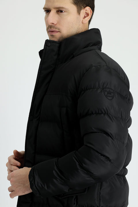 Siyah Kapüşonlu Spor Şişme Kaban