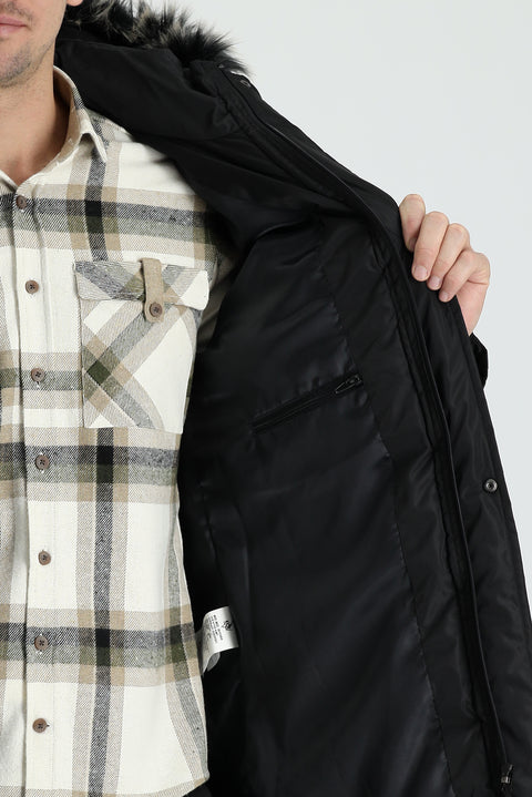 Siyah Kapüşonlu Spor Şişme Kaban