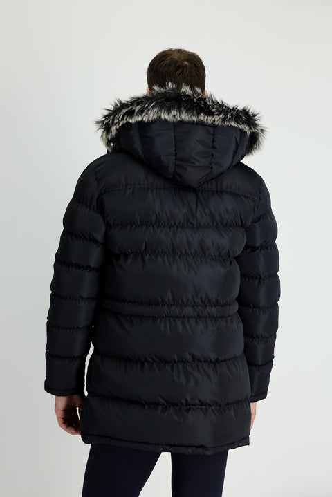 Koyu Lacivert Kapüşonlu Spor Şişme Kaban