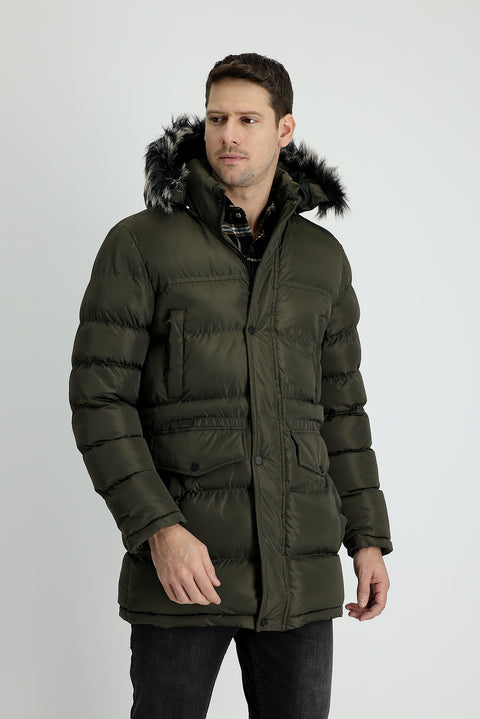 Orta Haki Kapüşonlu Spor Şişme Kaban