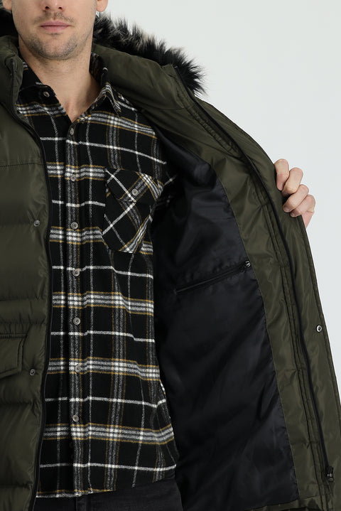 Orta Haki Kapüşonlu Spor Şişme Kaban