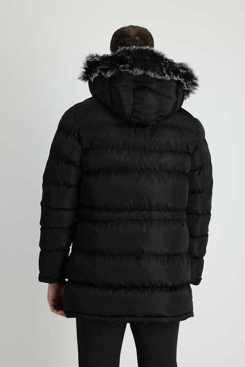 Siyah Kapüşonlu Spor Şişme Kaban