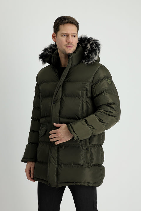 Orta Haki Kapüşonlu Spor Şişme Kaban