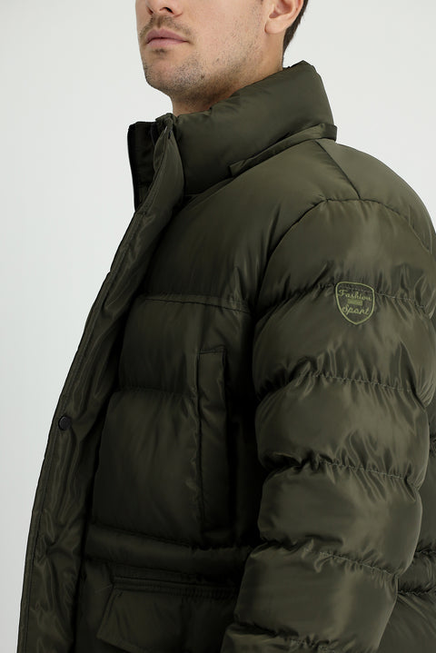 Orta Haki Kapüşonlu Spor Şişme Kaban