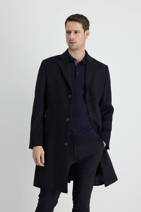Koyu Lacivert Klasik Palto