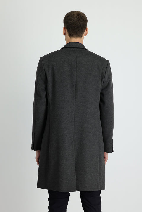 Koyu Antrasit Klasik Palto