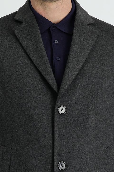 Koyu Antrasit Klasik Palto