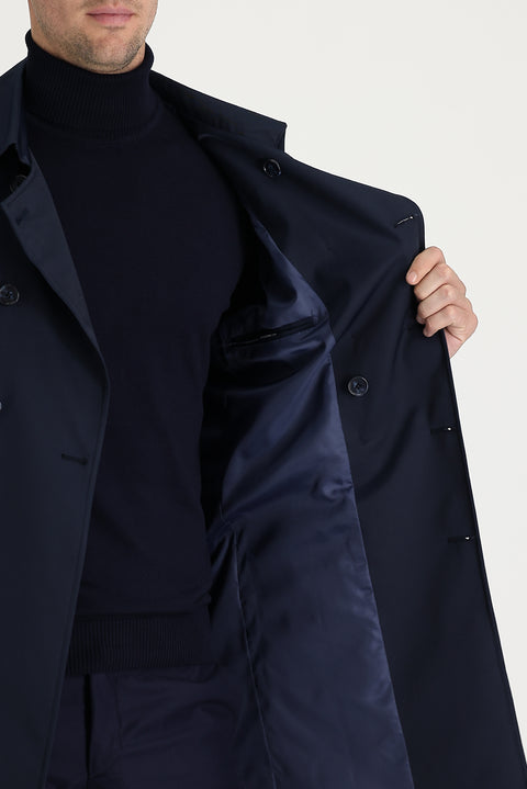 Orta Lacivert Kruvaze Pardösü & Trençkot