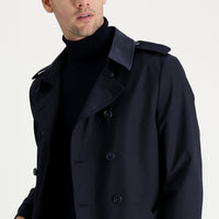 Koyu Lacivert Kruvaze Pardösü & Trençkot