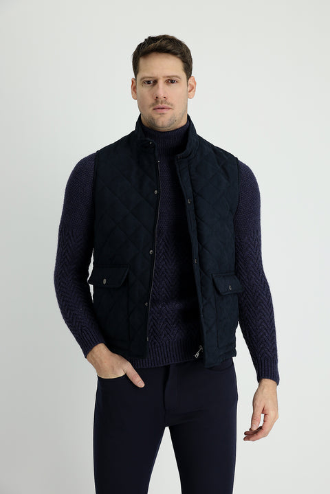 Orta Lacivert Kapitone Şişme Yelek