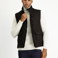 Medium Brown Quilted Suede Vest