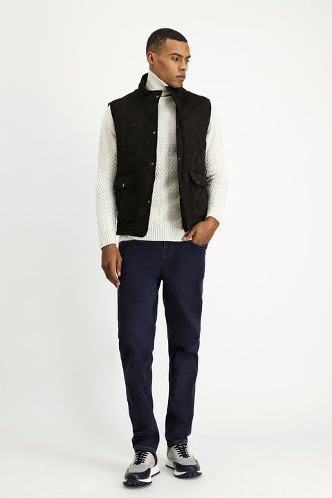 Medium Brown Quilted Suede Vest