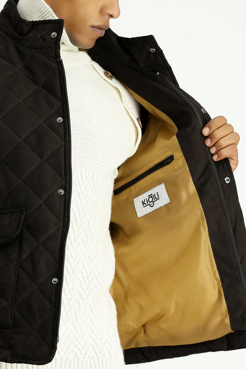 Medium Brown Quilted Suede Vest