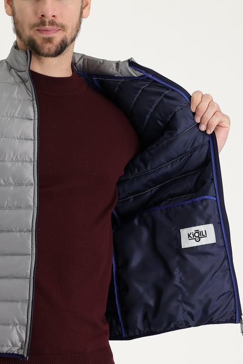 Açık Gri Kapitone Şişme Yelek