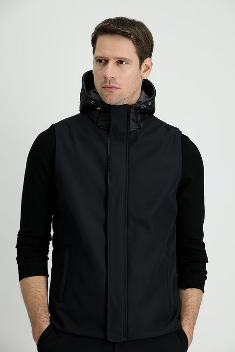 Siyah Slim Fit Dar Kesim Spor Şişme Yelek