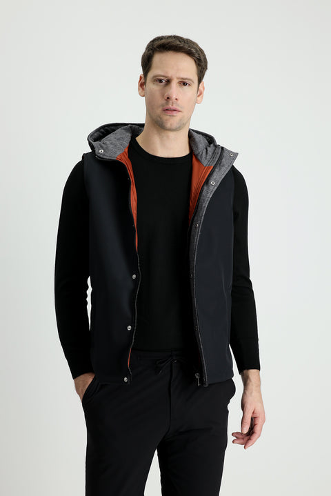 Siyah Slim Fit Dar Kesim Spor Şişme Yelek