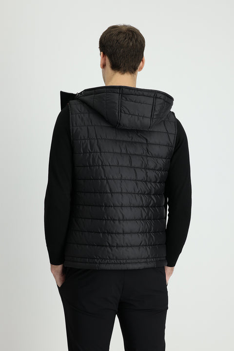 Siyah Slim Fit Dar Kesim Spor Şişme Yelek