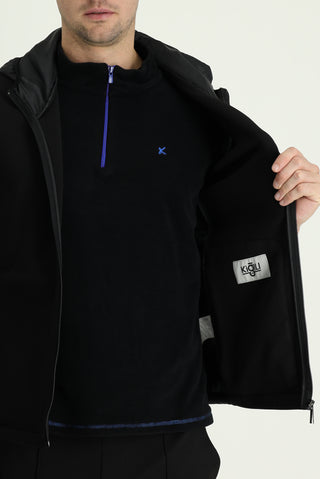  Siyah Slim Fit Dar Kesim Kapüşonlu Spor Yelek