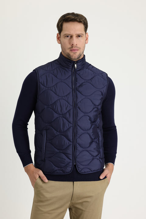 Orta Lacivert Spor Kapitone Yelek