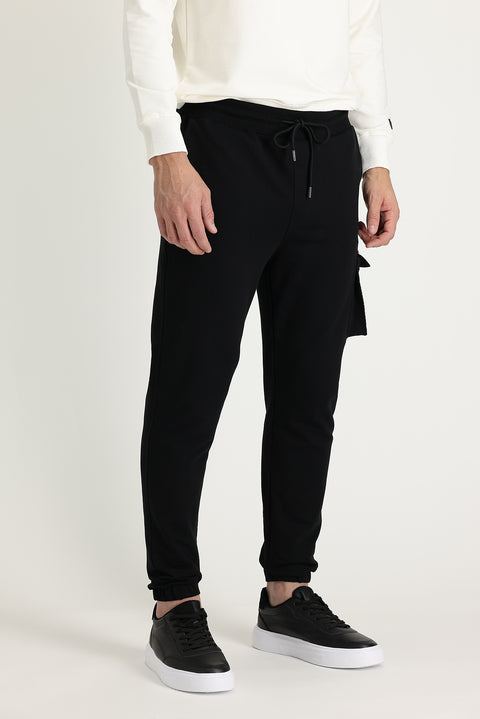 Siyah Slim Fit Dar Kesim Pamuklu Sweatpant / Eşofman Altı