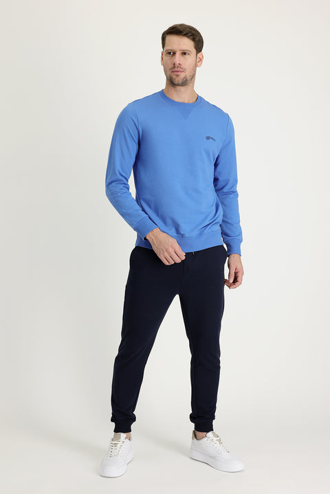 Orta Lacivert Slim Fit Dar Kesim Pamuklu Sweatpant / Eşofman Altı