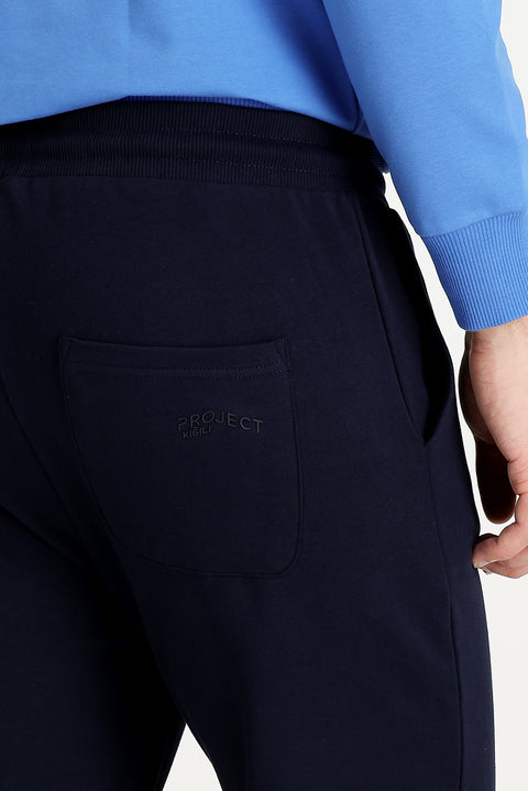 Orta Lacivert Slim Fit Dar Kesim Pamuklu Sweatpant / Eşofman Altı