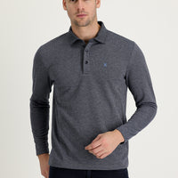 Koyu Lacivert Polo Yaka Desenli Nakışlı Sweatshirt