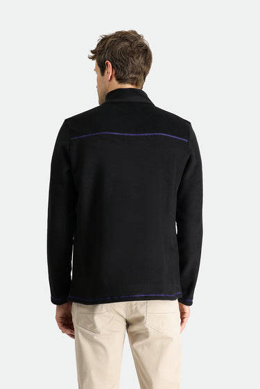  Siyah Yarım Fermuarlı Nakışlı Polar Sweatshirt