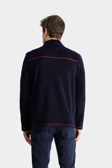  Koyu Lacivert Yarım Fermuarlı Nakışlı Polar Sweatshirt