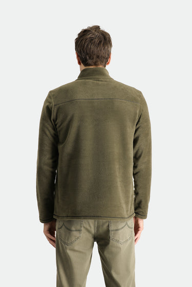 Orta Haki Yarım Fermuarlı Nakışlı Polar Sweatshirt