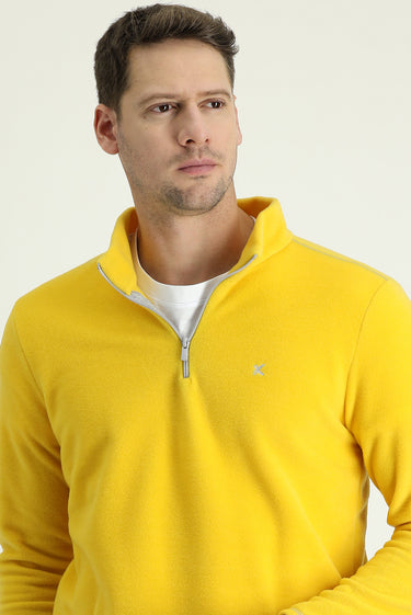 Limon Sarı Fermuarlı Polar Sweatshirt