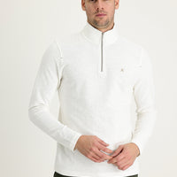 Off-white Semi-Turtleneck Zip-Up Embroidered Sweatshirt