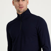 Koyu Lacivert Yarım Balıkçı Yaka Slim Fit Dar Kesim Fermuarlı Sweatshirt