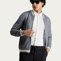 Orta Gri Slim Fit Dar Kesim Fermuarlı Sweatshirt