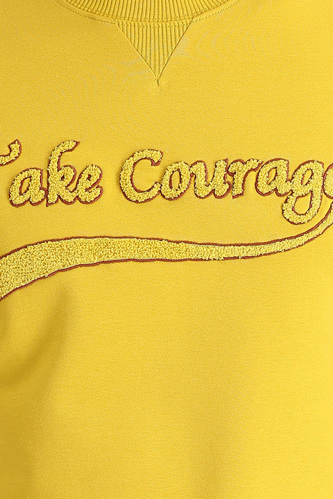 Hardal Bisiklet Yaka Slim Fit Dar Kesim Baskılı Sweatshirt